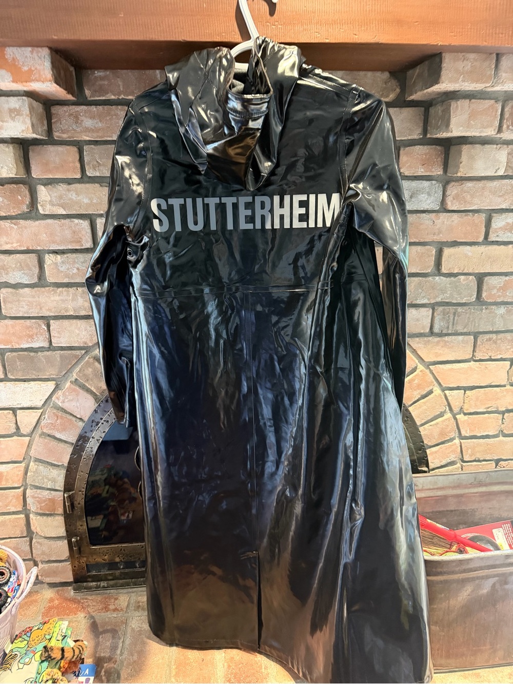 Stutterheim Black Gloss Waterproof Raincoat with Hood